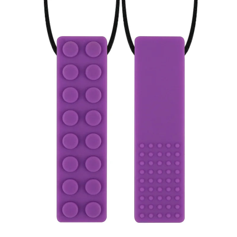 1Pc Sensory Chew Necklace Brick Chewy Kids Silicone Biting Pencil Topper Teether Toy