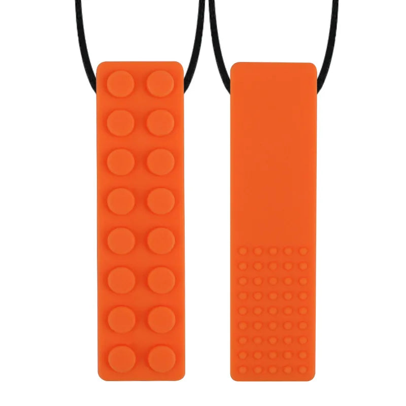1Pc Sensory Chew Necklace Brick Chewy Kids Silicone Biting Pencil Topper Teether Toy
