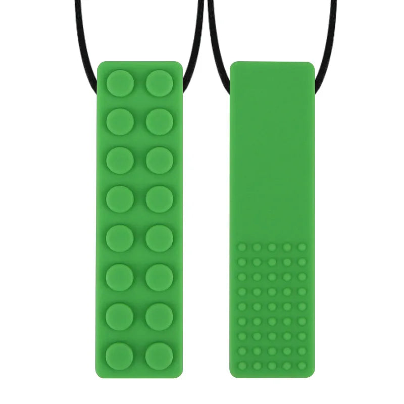 1Pc Sensory Chew Necklace Brick Chewy Kids Silicone Biting Pencil Topper Teether Toy