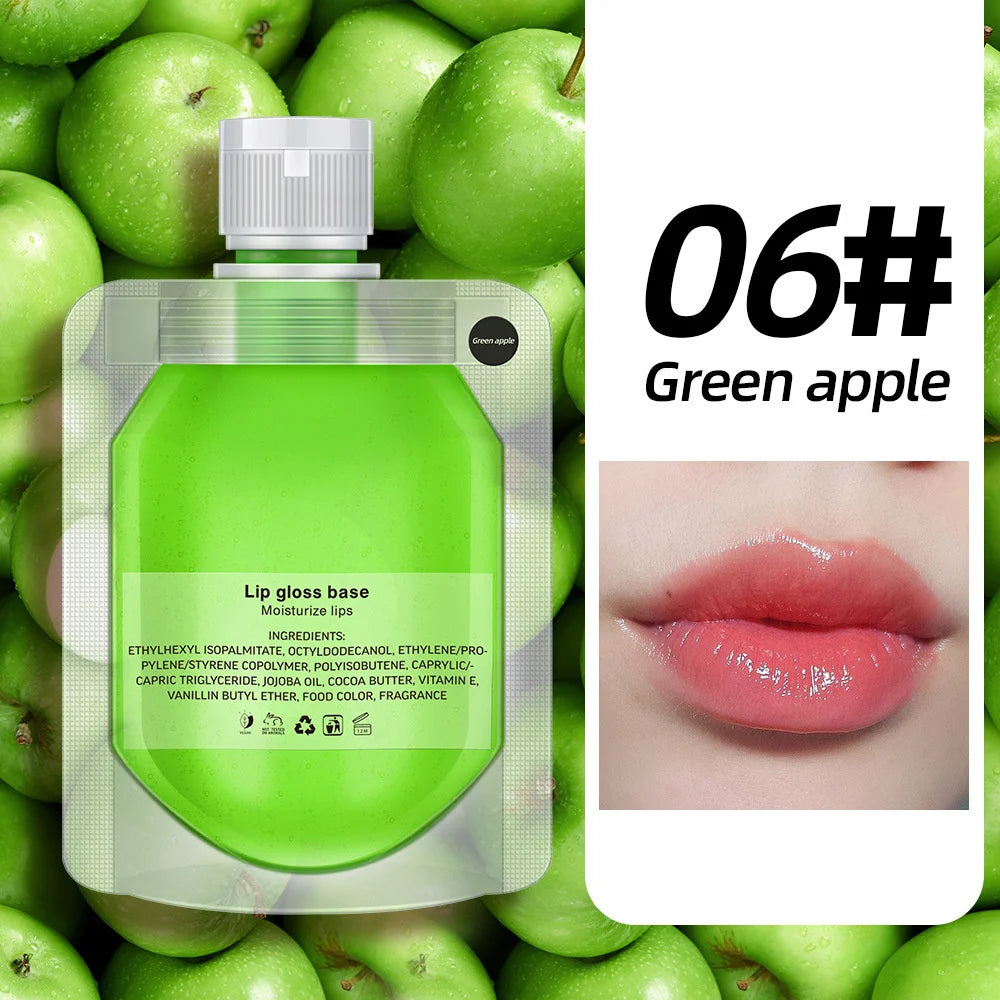 45/95/195g Rainbow Fruit Lip Gloss 10-color Transparent Base Oil