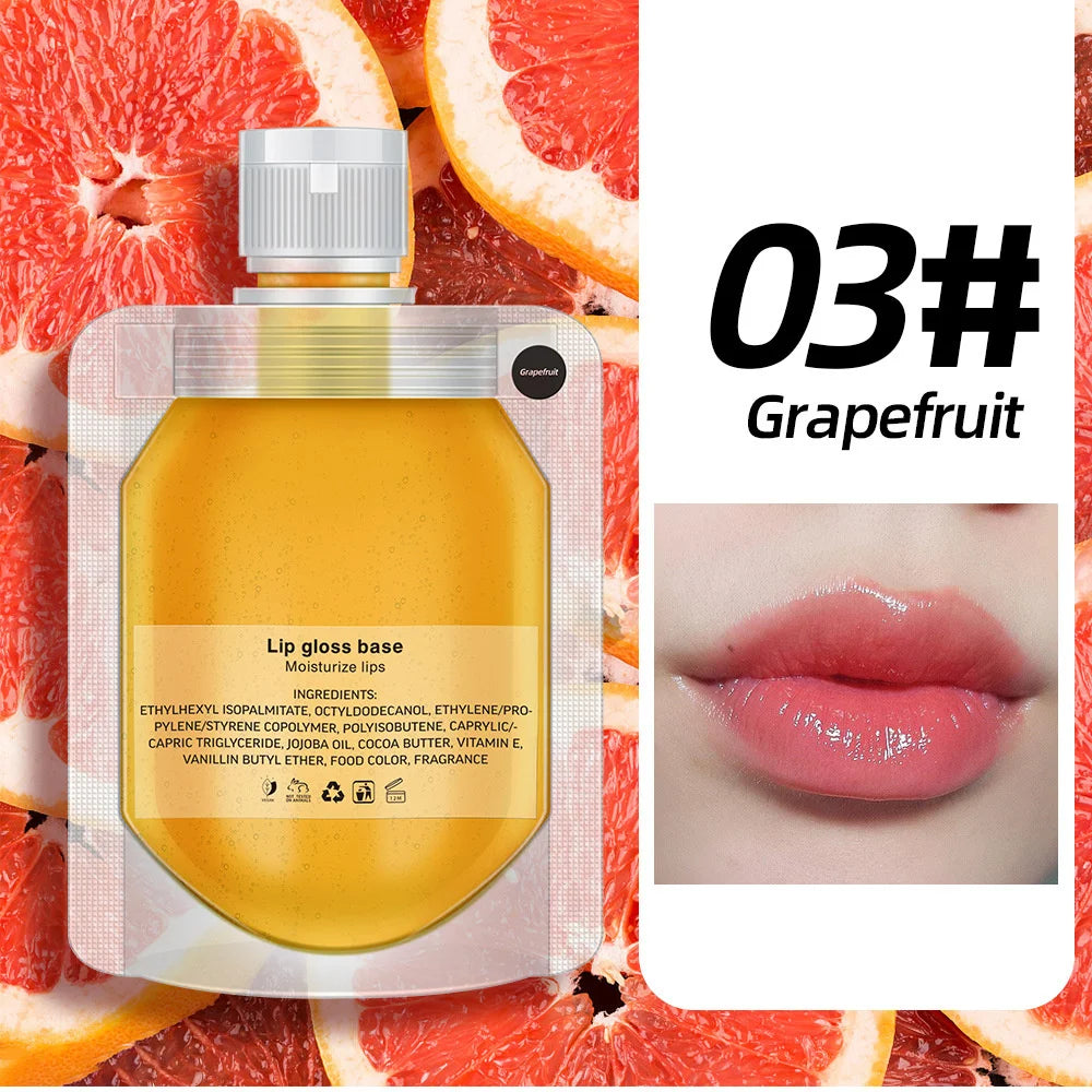 45/95/195g Rainbow Fruit Lip Gloss 10-color Transparent Base Oil