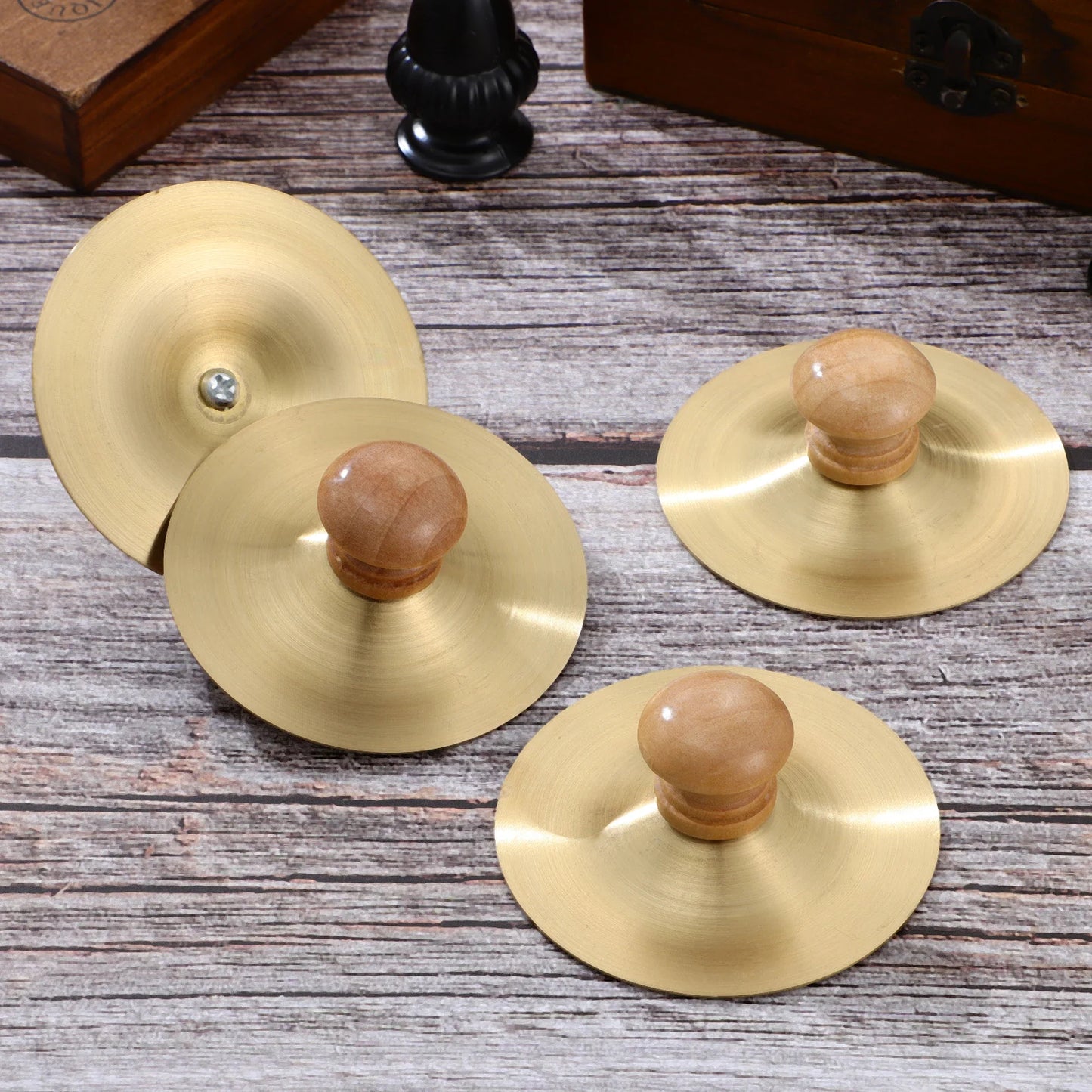 2 Pairs Copper Cymbal Kids Toys Finger Zills Cymbals