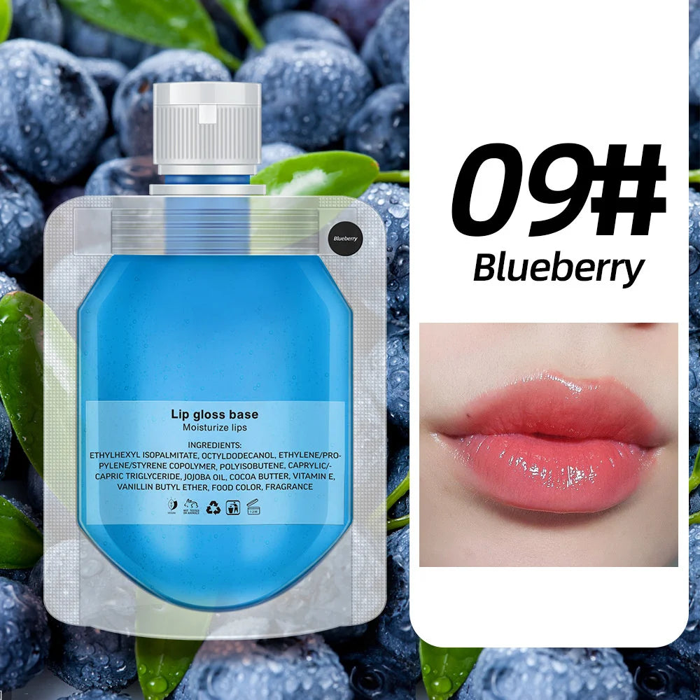45/95/195g Rainbow Fruit Lip Gloss 10-color Transparent Base Oil