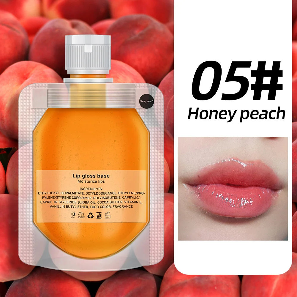 45/95/195g Rainbow Fruit Lip Gloss 10-color Transparent Base Oil