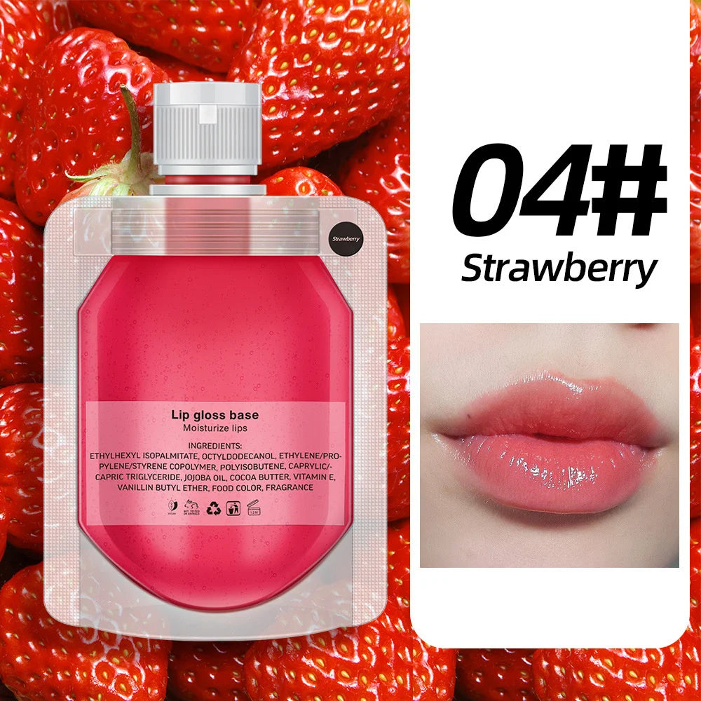 45/95/195g Rainbow Fruit Lip Gloss 10-color Transparent Base Oil