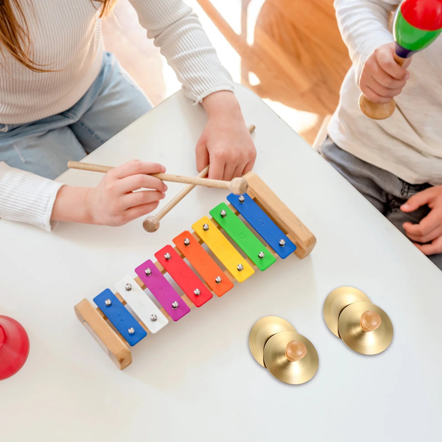 2 Pairs Copper Cymbal Kids Toys Finger Zills Cymbals