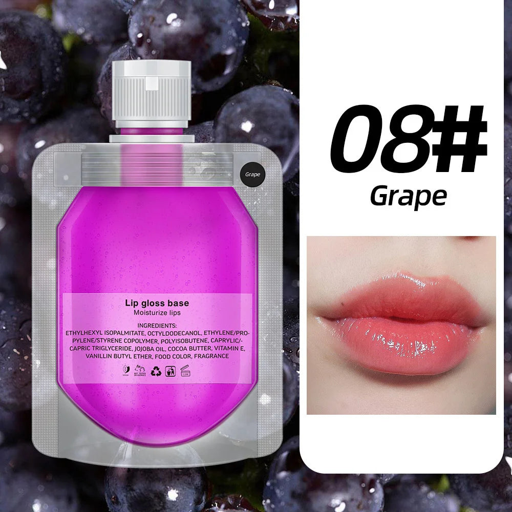 45/95/195g Rainbow Fruit Lip Gloss 10-color Transparent Base Oil