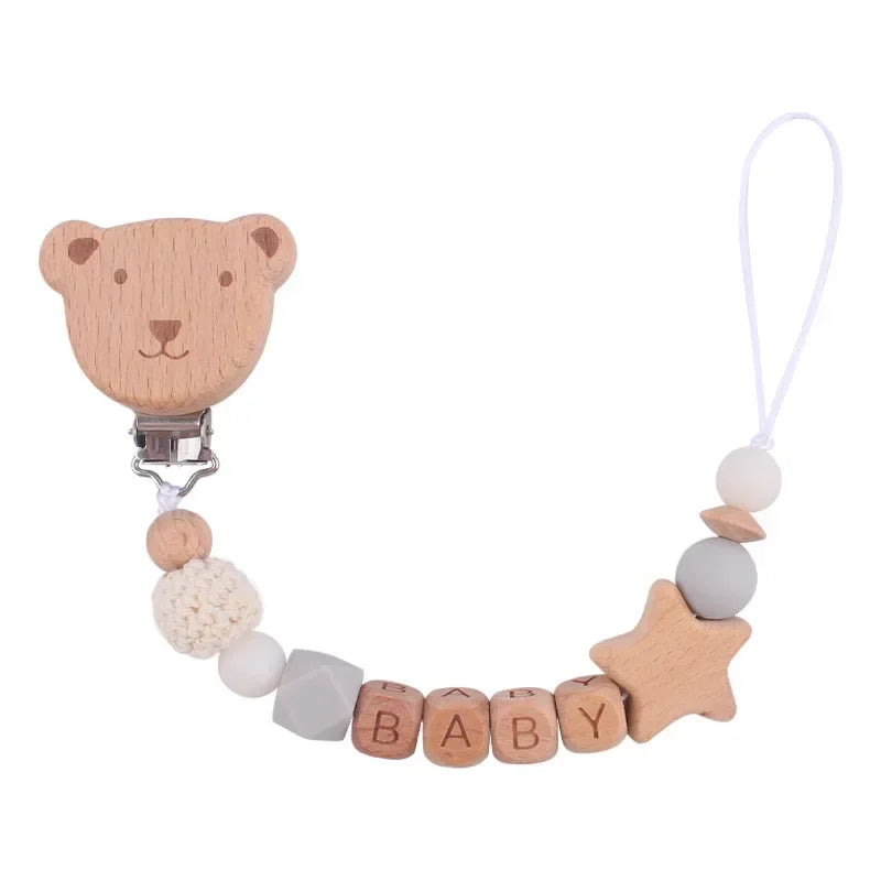 Baby Pacifiers Clips Personalized Name Cartoon Bear