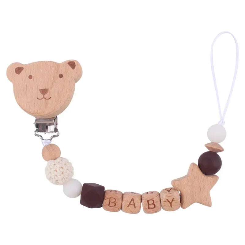 Baby Pacifiers Clips Personalized Name Cartoon Bear