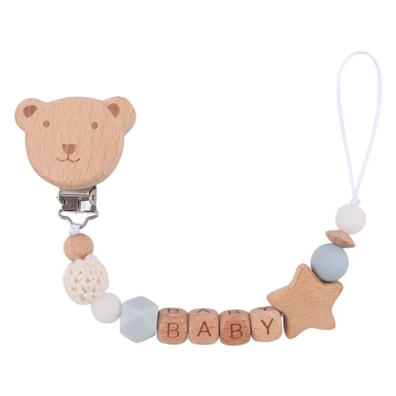 Baby Pacifiers Clips Personalized Name Cartoon Bear