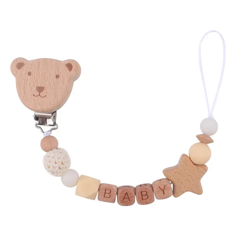 Baby Pacifiers Clips Personalized Name Cartoon Bear