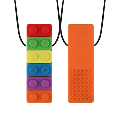 1Pc Sensory Chew Necklace Brick Chewy Kids Silicone Biting Pencil Topper Teether Toy