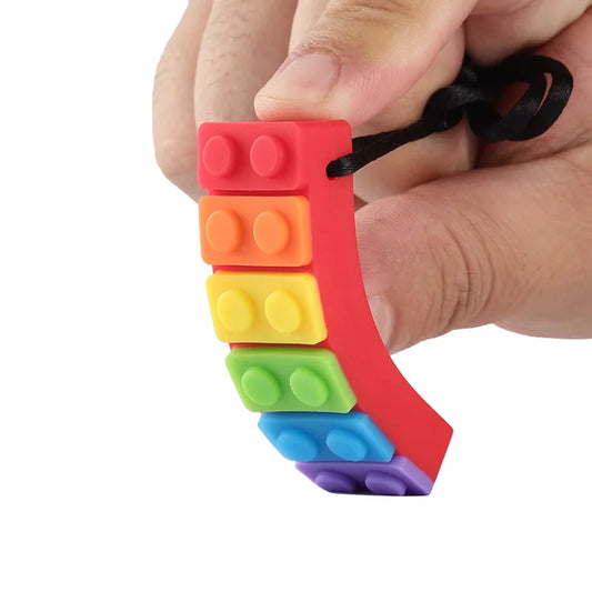 1Pc Sensory Chew Necklace Brick Chewy Kids Silicone Biting Pencil Topper Teether Toy