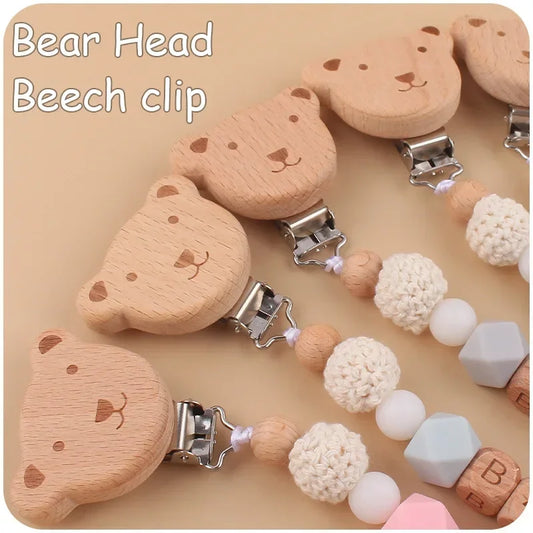 Baby Pacifiers Clips Personalized Name Cartoon Bear