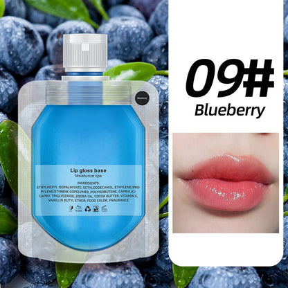 45/95/195g Rainbow Fruit Lip Gloss 10-color Transparent Base Oil