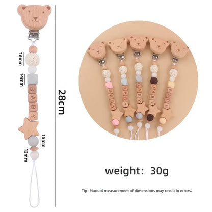 Baby Pacifiers Clips Personalized Name Cartoon Bear
